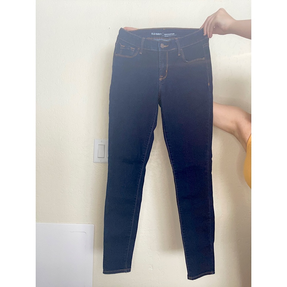 old navy rockstar dark denim skinny jeans